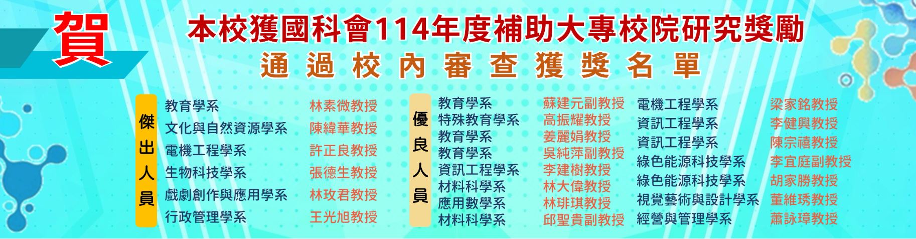新聞圖片：賀!本系董維琇教授榮獲國科會114年度補助大專校院研究獎勵案